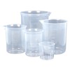 5 Pack Plastic Measuring Jugs, Transparent Lab Graduated Beakers, Heat