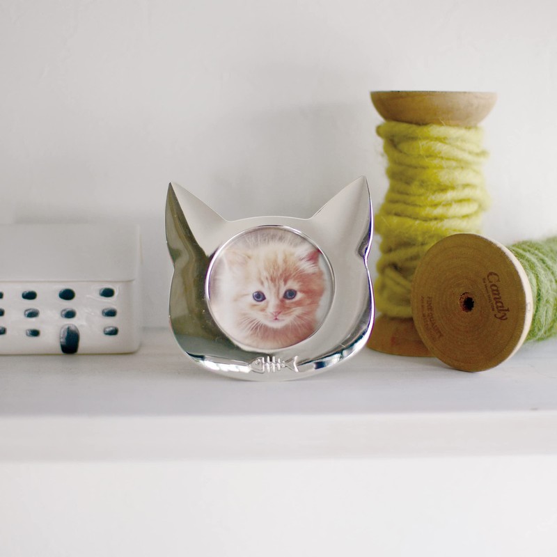 Photo Frame Interior Frame Picture Stand Stylish Silver Cat Pet