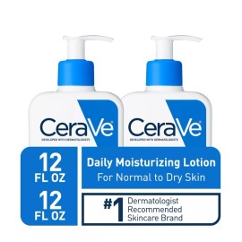 CeraVe Moisturizing Lotion 12 fl oz Bottles + Pump| Normal To Dry Skin | 2pk