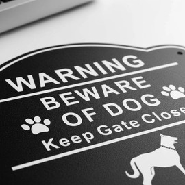 Beware of Dog Sign for Fence,10x8 Inch Rust Free .040 Aluminum Metal Yard Sign, Fade Resistant, UV Protected, Weatherproof Warning Dog Sings for Door or Gate