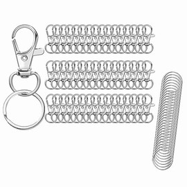 Anillas Llaveros, 100 Argollas para Llaveros y Ganchos Giratorios, Aros para Lllaveros Acero Inoxidable, Broches para Hacer Llaveros, Anillos de Metal para DIY Manualidades y Bisutería (Plateado)