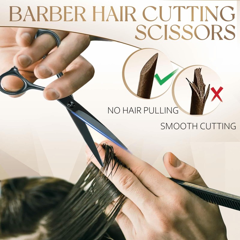 SEIMEIKEN 6" Black Hair Scissors Professional Hair Cutting Scissors and