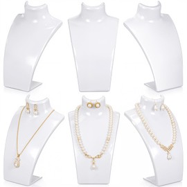AceOrbit 6 Pcs Acrylic Necklace Display for Vendors, Jewelry Bust Stand Holder, 7.87 x 5.12 x 2.36 Inch Jewelry Display Mannequin for Earrings Necklace, Retail Store & Trade Shows (White)