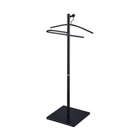 Proman Products VL17240 Kumo Freestanding Metal Valet Stand Organizer with Removable Hanger, Trouser Bar, 2 Tone (Black/Walnut), 11.5" W x 11.5" D x 41" H