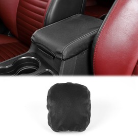 Voodonala for Challenger Center Console Cover Armrest Cover Pad for 2009-2014 Dodge Challenger Interior Accessories, Black Fake Leather 1pc