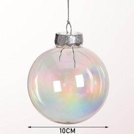 6 x Eye-catching Plastic Christmas Tree Baubles, 10 cm, Clear Christmas Baubles, Round Baubles, Fillable DIY Christmas Decoration for Filling as Christmas Tree Decorations (6, 10 cm)