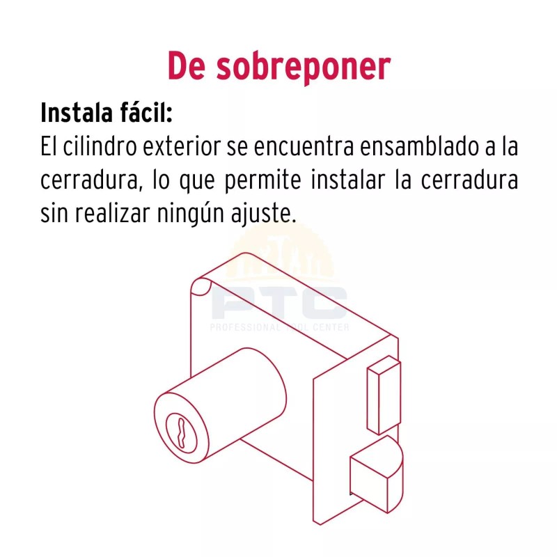 Hermex CS-75DC Rim lock for easy installation, chrome, traditional