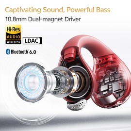 QCY Crossky C30S Open Ear Earbuds, Ultra-Comfort Clip On Ear Buds Wireless Bluetooth 6.0, LDAC Hi-Res Audio, Deep Bass, 40H Playtime, Fast Charging, IPX5 Waterproof Sports/Running Earphones