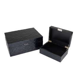 Deco 79 Mother of Pearl Rectangle Box, Set of 2 12", 8"W, Black