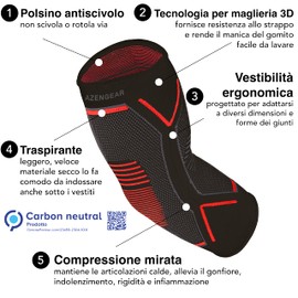 aZengear Gomitiera Epicondilite 2 Pz, Fascia Compressione Tennis Golf, M