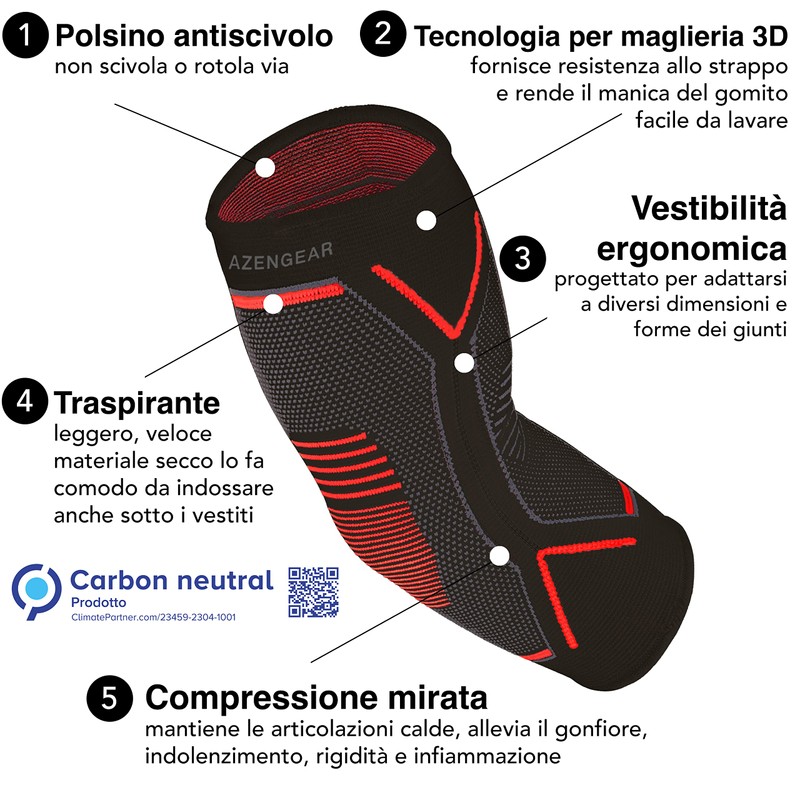 aZengear Gomitiera Epicondilite 2 Pz, Fascia Compressione Tennis Golf, M