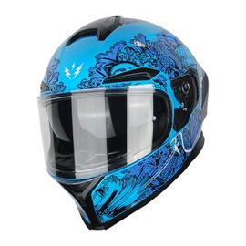 1Storm Motorcycle Full Face Helmet DOT Adults Street Bike Dual Visor Sun Inner Shield Anti Fog Pinlock Ready Shield HJAH15: Ghost Blue