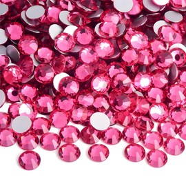 Flatback Rhinestones Round Gems for Nails Art and Crafts 620Pcs SS30 6mm Glitter Crystals Stone DIY Bags Clothes Shoes (Light Rose Red)