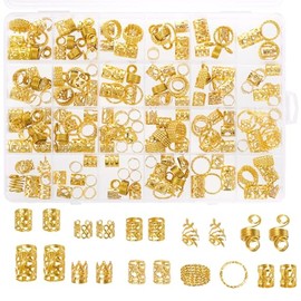 Nydotd - 220 piezas de joyería para el cabello para trenzas, accesorios de rasta, anillos de metal para el cabello, clip para mujer, moda de hip hop, accesorios para el cabello pirata dorado para