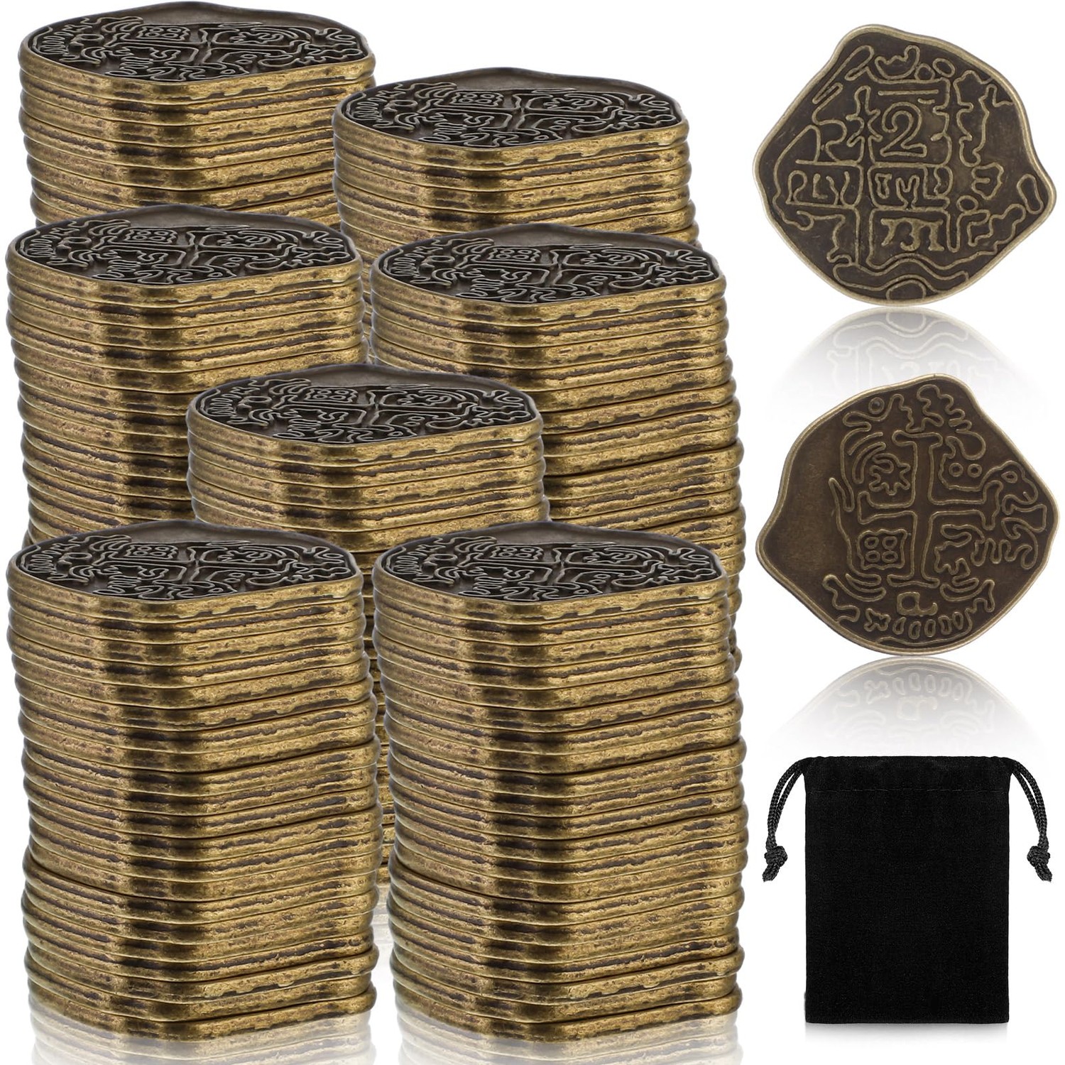 Hanaive 100 Pcs Metal Pirate Coins Pirate Gold Coins Treasure Chest ...