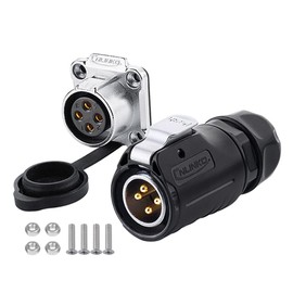 CNLINKO LP20 4 Pin Waterproof Connectors,IP68 Circular Connectors Fast Locking Plug,2-12 Pin Power Connector M20 Male Female Plug,LED Outdoor Lighting Connectors(4 Pin)