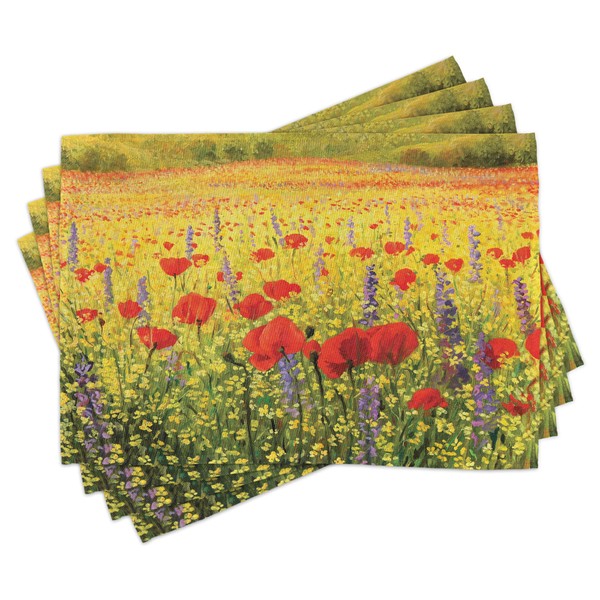 Ambesonne Flower Place Mats Set of 8, Colorful Field Poppies