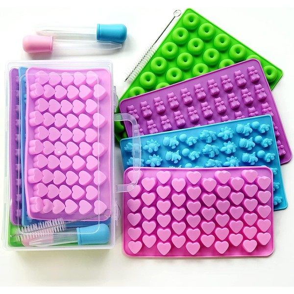 Juego de 4 moldes para gomitas, caramelos, gelatina, para 201