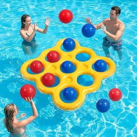 MoKo Pool Water Toys Tic-Tac-Toe Games Set, Inflatable Floats Toy with 10 Balls, Pool Games for Family Party Outdoor Beach Adults Teens Kids 2-10 Players