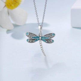 Zunxinsan Dragonfly Necklace 925 Sterling Silver Dragonfly Gifts Western Jewelry Gifts for Women