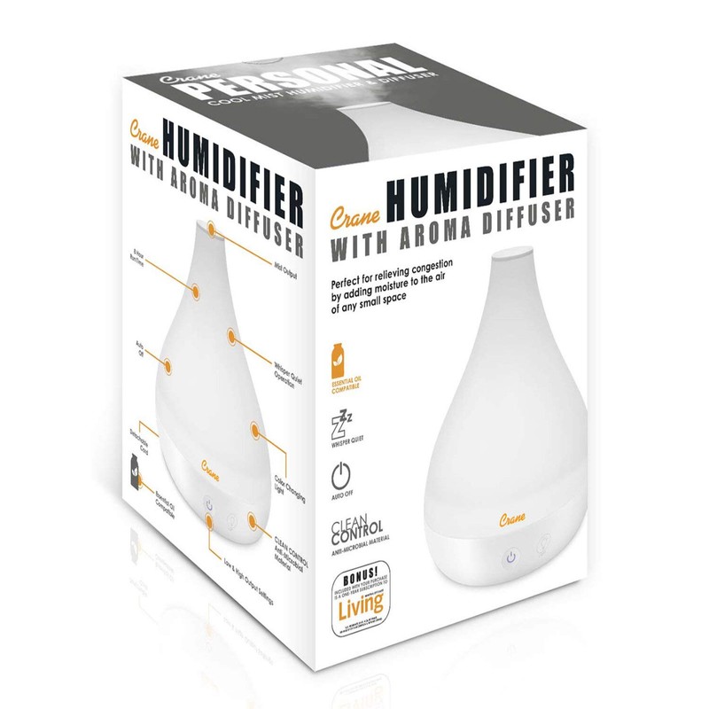Crane Small Ultrasonic Diffuser and Air Humidifiers for Bedroom and