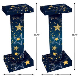 Beistle 2 Piece 33.75" x 14.25" Cardboard Starry Night Short Column Photo Props, Prom Decorations, Awards Theme Backdrops