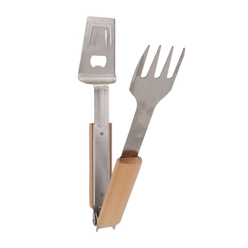 Grill Spatula Fork Tongs Durable Stainless Steel Food Tongs Multifunctional