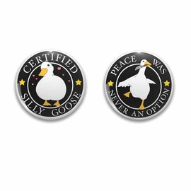 Funny Silly Goose Pins, Pinback Buttons Cute Animal Round Badge Fashion Pins Set for Clothes Bag Backpack Men Women