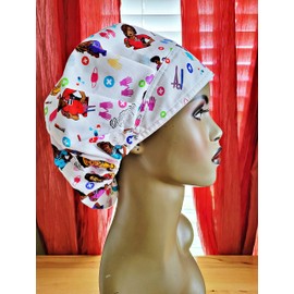 Reflections By Zana New White Healthcare Cuties Bouffant Surgical Scrub Cap with White Satin Lining for Nurses