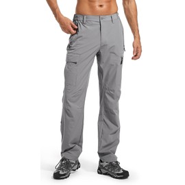 Wespornow Men's-Hiking-Pants Lightweight Water Resistant Quick Dry Outdoor Pants for Fishing Travel Camping (Light Grey, 32W x 30L)