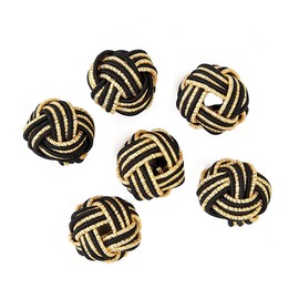 MH000590-020 Gold Filled Ball Knot Black Decoration Material, 6 Pieces, Water Drawing Ornament
