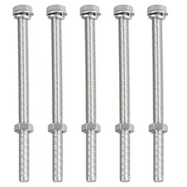 TA-VIGOR 5Pcs M8 x 120mm Hex Head Screws Bolts, Nuts, Flat & Lock Washers Kits, Fully Thread Hexagon Bolts, High Tensile Cap Screws for Metal Work, Automotive Machinery, Bike Motorcycles Repair