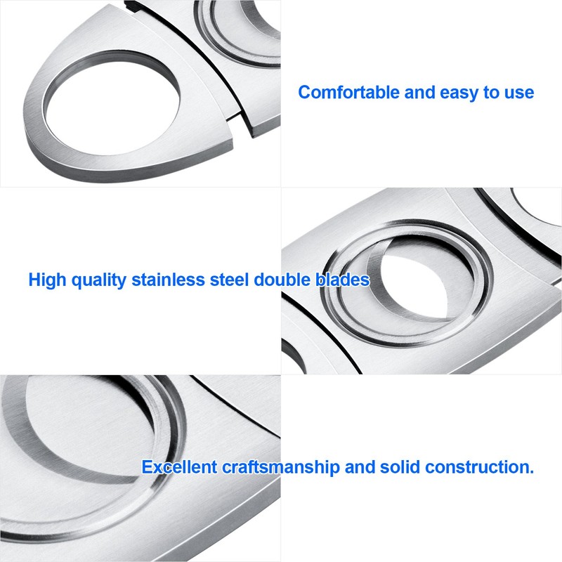 Cigar Cutter Guillotine, Stainless Steel Double Blade Cigar Clippers, 3