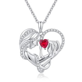 White Gold Necklace for Women Heart Necklace Rhodium 925 Sterling Silver Necklace for Women Diamond Necklace Womens Necklaces Sterling Silver Cubic Zirconia Heart Necklace for Mother