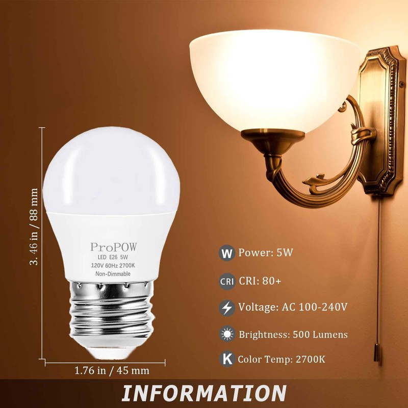 ProPOW A15 LED Bulb 40 Watt Equivalent, 5W LED Light