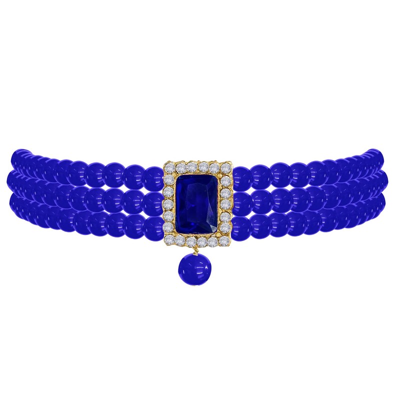 Aheli - Gargantilla con cuentas de cristal tradicional indio azul