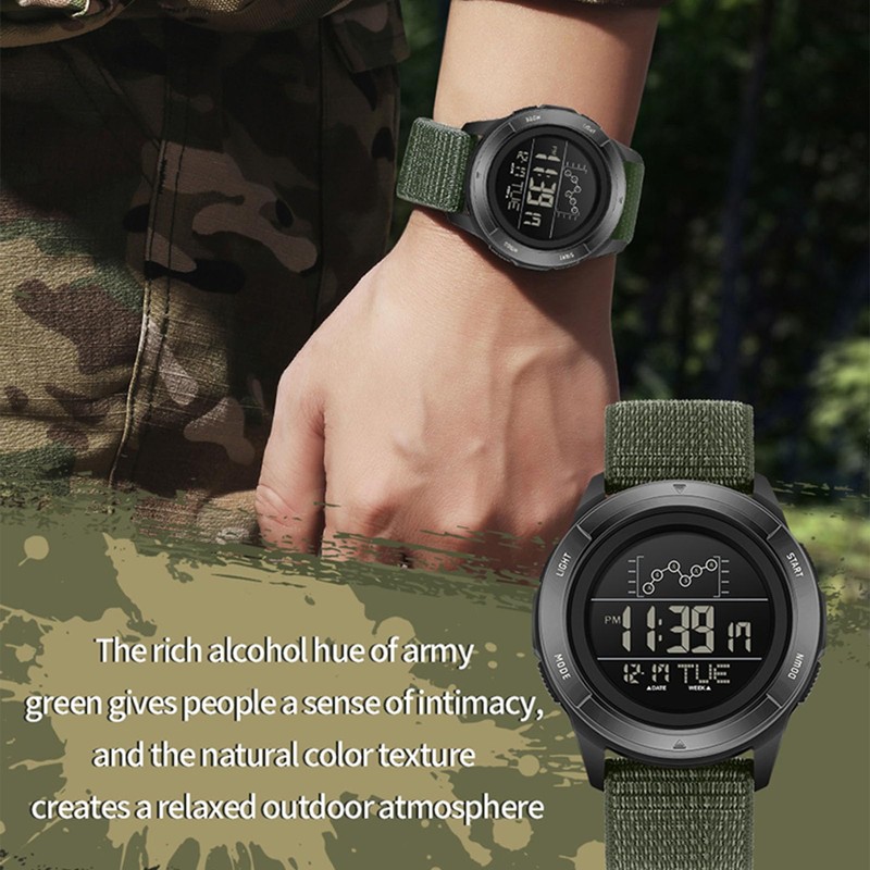 Men's Military Command Sports Watch Breathable Calendar Alarm Stopwatch Pedometer