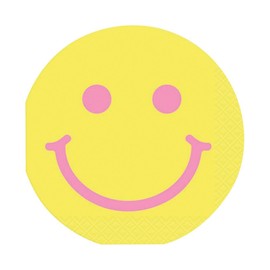 Groovy Smile Face Round Beverage Napkins 16 Pieces