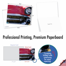 The Best Card Company 10 Assorted Thank You Notes Box Set 4 x 5.12 Inch with Envelopes (10 Designs, 1 Each) CAR AND GRILLE: 10 Assorted Thank You Note Cards w/Matching Envelopes. M2120