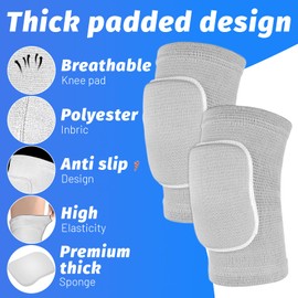 Pack of 2 Knee Pads, Knee Pads for Volleyball, Breathable Knee Pads, Knee Pads for Men and Women, Dance, NTI Collision Soft Thickening Sponge Knee Pads, Grey