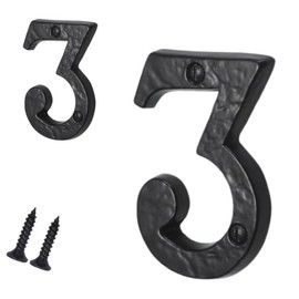 Antique Black Door Numbers Screw On 3 Inch Cast Iron Number 3 Door Number Elegant and Bold Door Numerals Suitable for All Door Types Including Wooden uPVC and Composite.