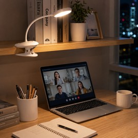 Clip-On LED Reading Light for Dorm Room & Bedside – 3 Color Modes, 9 Brightness Levels, Flexible Gooseneck Desk Lamp with Strong Clamp