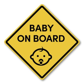 BABY ON BOARD Magnetic Car Sign, Baby Ride Alert, Magnetic Warning Display, Easy Removal, Waterproof, Weatherproof, 4.7 inches (120 mm)
