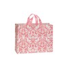 SSWBasics Large Pink Damask Frosted Plastic Shopping Bags - 16"