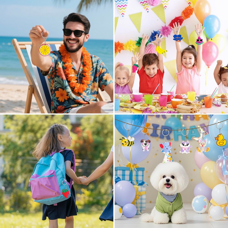 Xandova 46 Pcs Cute Keychains for Kids, Random Different Cartoon