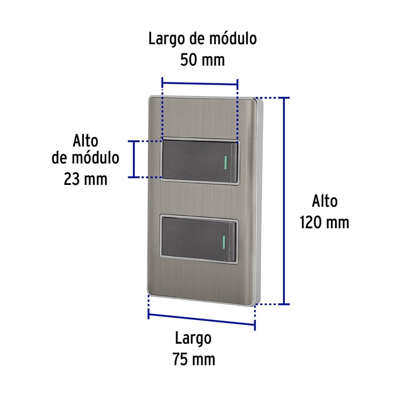 Volteck PA-APDO1-ELA, Placa armada 1 interruptor sencillo y 1 interruptor