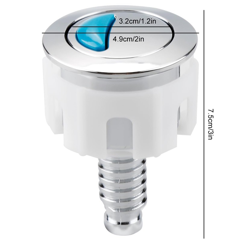 Toilet Flush Button, GLADFRESIT Round Head Toilet Push Button Replacement