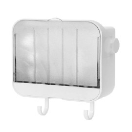 PIVHWIR Soap Dish with Hook, No Drilling Soap Dish Holder with Drain Wall Mounted Soap Holder for Bathroom Shower Kitchen (White)