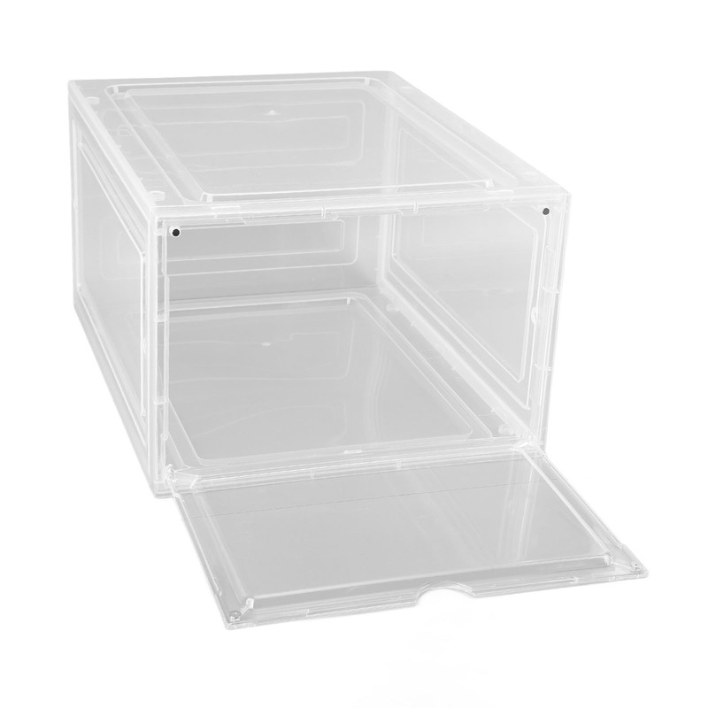 Shoe Storage Box Clear Acrylic with Magnet Front Door Stackable