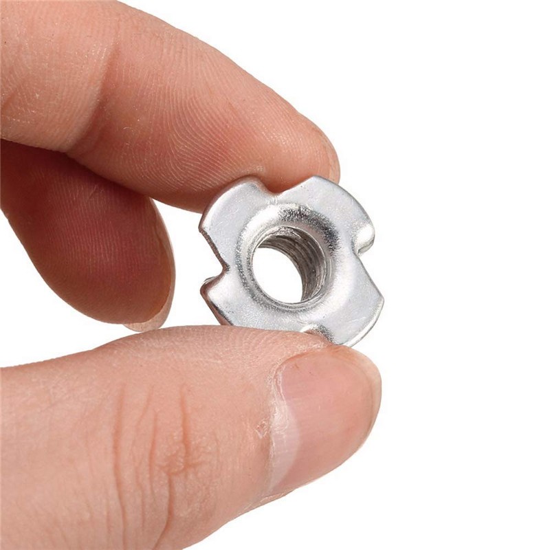 Gasea 100pcs M6 x 8mm T-Nuts 4 Pronged Zinc Plated